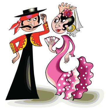 karikatür soru ve ünlem işareti İspanyol yerli kostüm