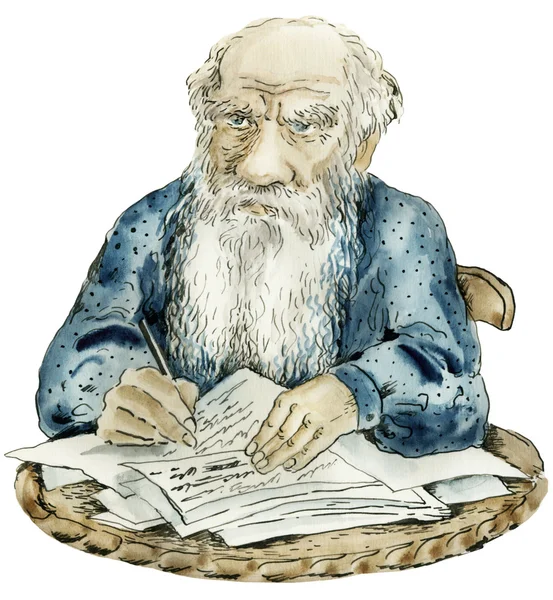 Retrato de caricatura de Leo Tolstoy — Fotografia de Stock