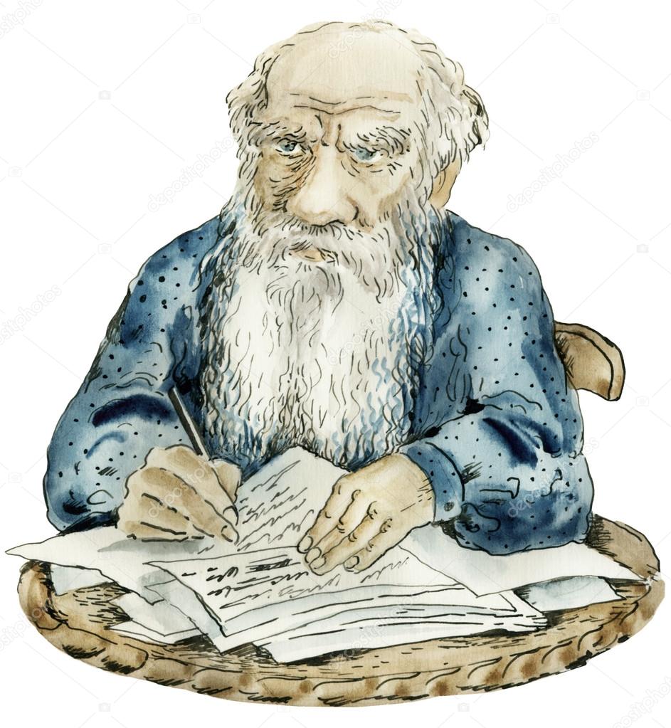 Caricature portrait of Leo Tolstoy