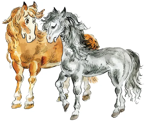 Смешная пара лошадей — стоковый вектор