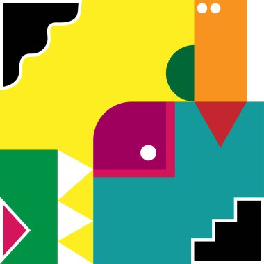 Geometrik minimalist resim posteri, basit şekiller ve görüntüler. Soyut vektör deseni tasarımı. Vektör illüstrasyonu.