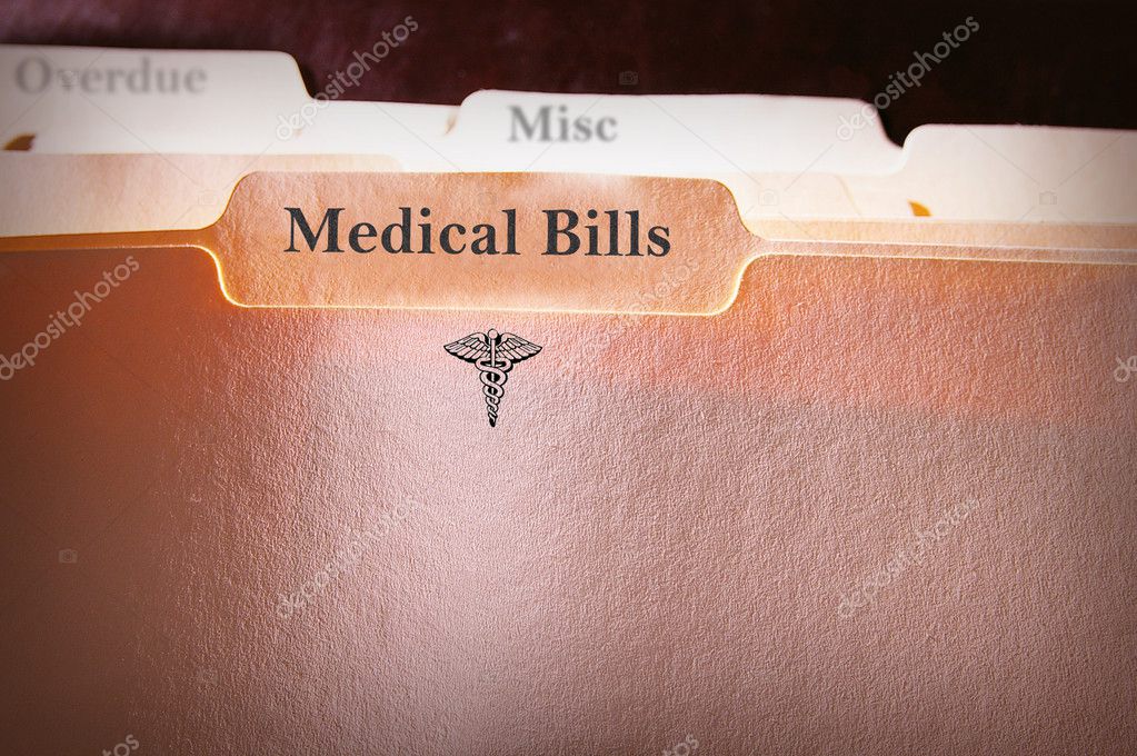 Tabbed folders with Medical Bills text and logo