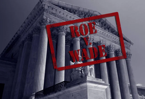 Roe Wade Stempel Met Het Hooggerechtshof Van Verenigde Staten Achtergrond — Stockfoto
