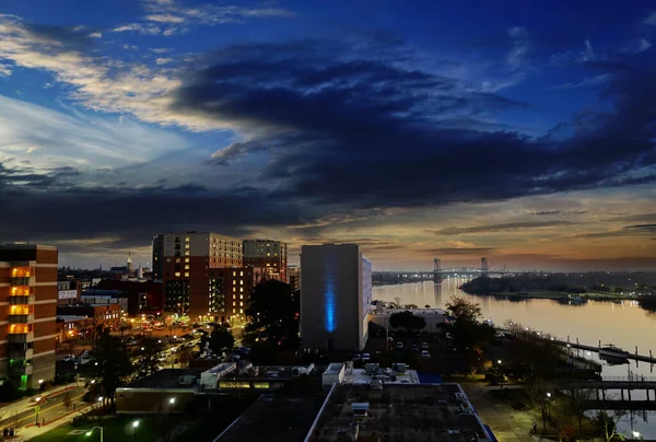 View Downtown Wilmington North Carolina Cape Fear River Dusk — 图库照片