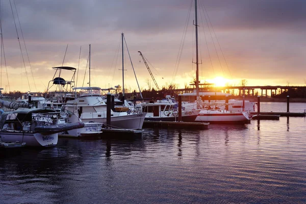 Wilmington Usa 2021 Boats Marina Cape Fear River Wilmington Sunset — стоковое фото