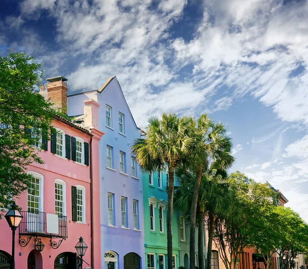 Jasně Malované Historické Domy Známé Jako Rainbow Row East Bay — Stock fotografie