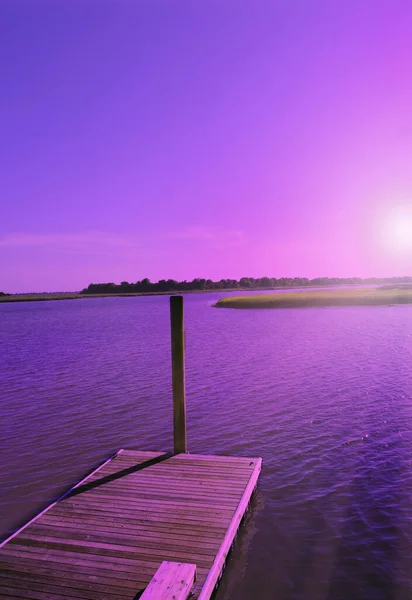 View Dock Southport North Carolina Cape Fear River Sunset — Stock Photo, Image