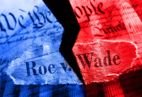 Torn Roe Wade Newspaper Headline Red Blue Constitution United States — Stok fotoğraf