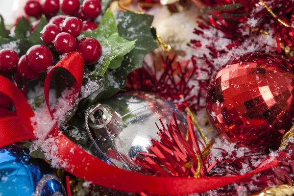 Dettagli della decorazione di Natale rosso — Foto Stock