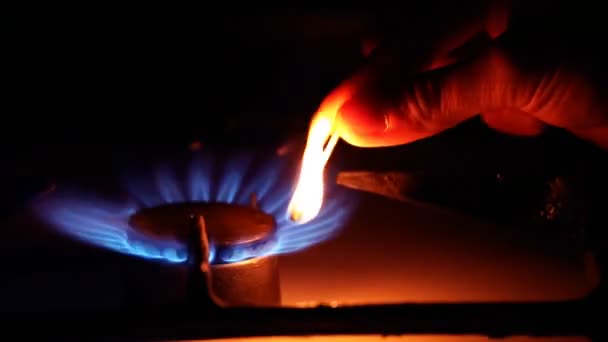 Accensione fiamme stufe a gas — Video Stock