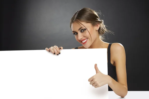 Thumb up and blank billboard — Stock Photo, Image