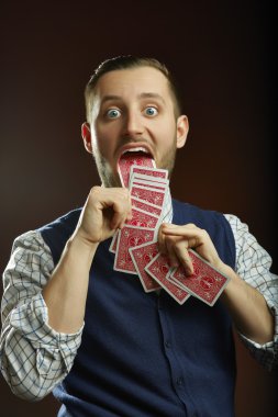 Playing cards trick clipart