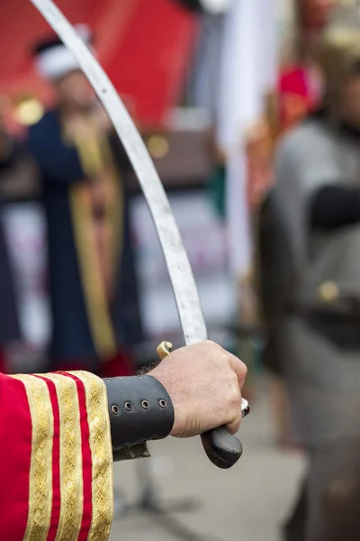 Hand holding traditional turkish sword — Stock Photo, Image
