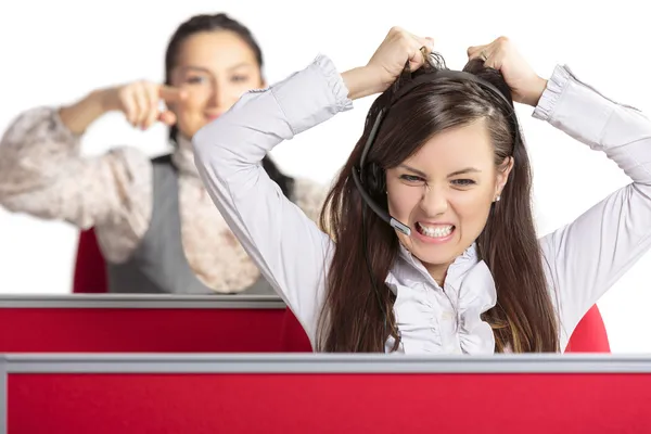 Enraged call center agent — Stock Photo, Image