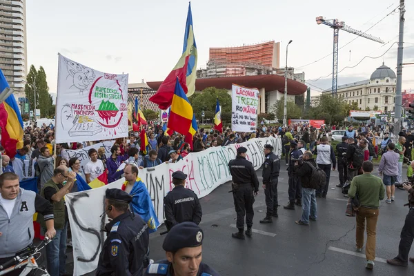 Proteste contro l'estrazione dell'oro di cianuro a Rosia Montana — Foto Stock