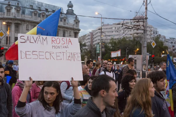 Proteste contro l'estrazione dell'oro di cianuro a Rosia Montana — Foto Stock