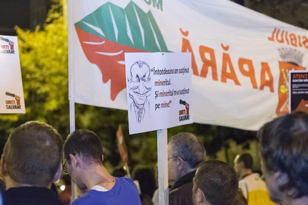 Protestos contra a extração de ouro cianeto em Rosia Montana — Fotografia de Stock