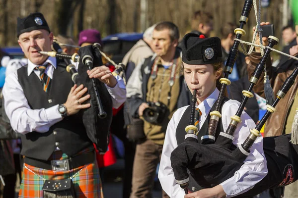 Traditional Irish bagpipe band — Stock Photo, Image