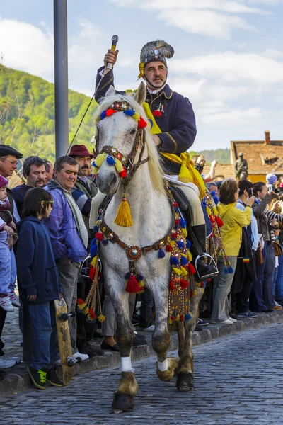 Horseman greeting the audience — Stock Photo, Image