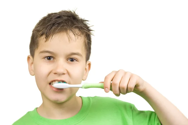 Чищення зубів — стокове фото
