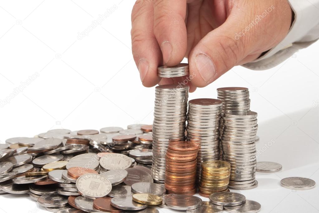 Man rising coins