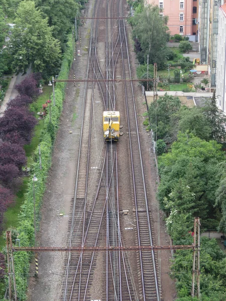 Prague Τσεχικη Δημοκρατια Circa Ιουνιοσ 2020 Σιδηροδρομικές Γραμμές Για Τις — Φωτογραφία Αρχείου