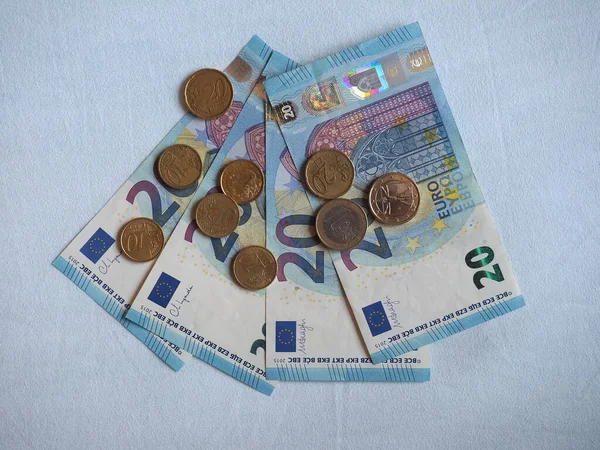 Euro Bankjegyek Érmék Eur Európai Unió Pénzneme — Stock Fotó