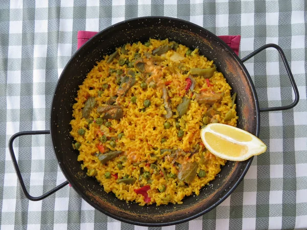 Vegan Paella Valenciana Ρύζι Πιάτο Παραδοσιακό Από Βαλένθια Ισπανία — Φωτογραφία Αρχείου