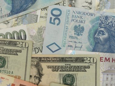 Karışık para birimi notları - Usd, Eur, Sek, Pln, Czk