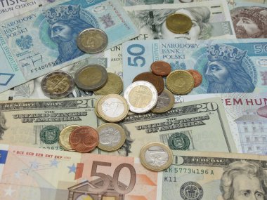 Karışık para birimi notları - Usd, Eur, Sek, Pln, Czk