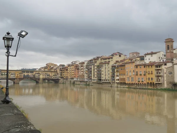 Ponte Vecchio Meaning Old Bridge Waterfront Buildings Arno River Florence — 스톡 사진