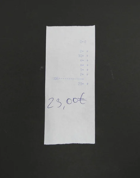 Bill Receipt Black Background Handwritten Sum Aka Total — Photo