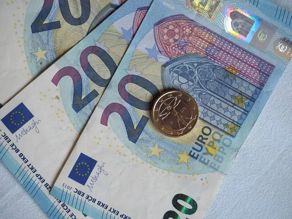 Avrupa Birliği Para Birimi Olan Euro Banknot Sikke Eur — Stok fotoğraf