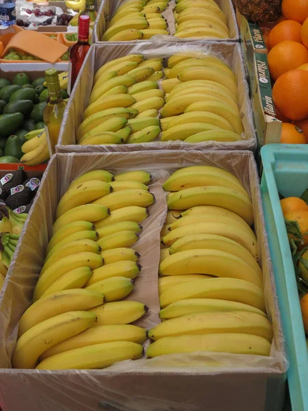 Siena Italia Circa Mayo 2019 Plátano Aguacates Naranjas Venta — Foto de Stock