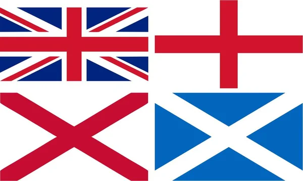 Inghilterra Scozia Galles Bandiere Formare Union Jack Illustrazione Vettoriale Isolata — Vettoriale Stock