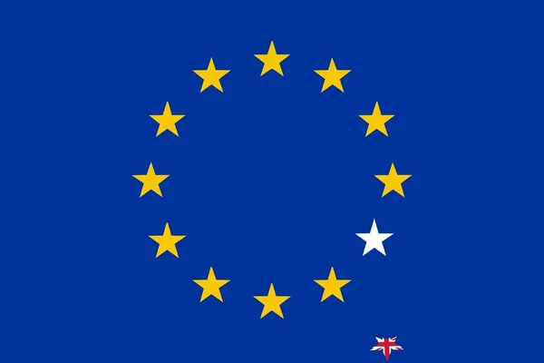Europeiska Unionens Flagga Med Star Fallit Ner Och Mosade Isolerade — Stock vektor