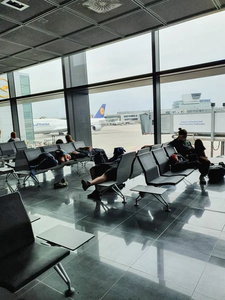 Frankfurt Main Germany Circa April 2022 Departure Lounge Airport Lufthansa — 图库照片