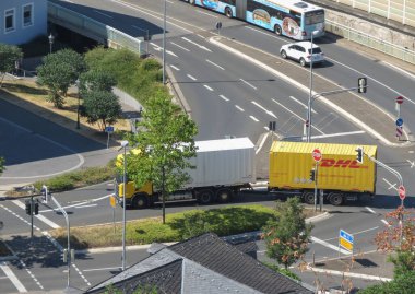 KOBLENZ, GERMANY - CIRCA AUGUST 2022: DHL van for delivering parcels