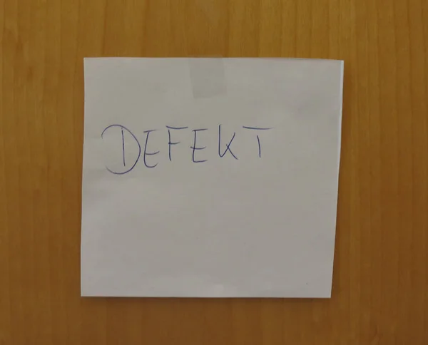 Defekt Translated Meaning Working Handwritten Note German Language — Stock Photo, Image
