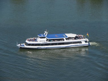 KOBLENZ, GERMANY - CIRCA AUGUST 2022: ferry on the river Rhine