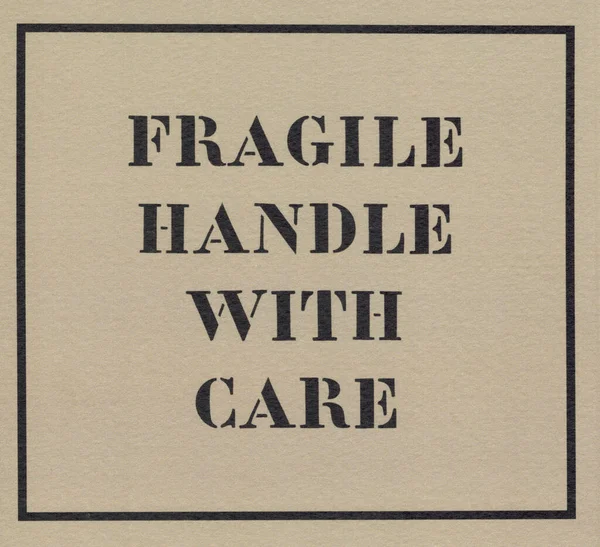 Fragile Handle Care Warning Printed Paperboard — Stock Photo, Image