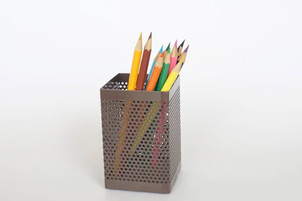 Colored Pencils White Background — Stock Photo, Image