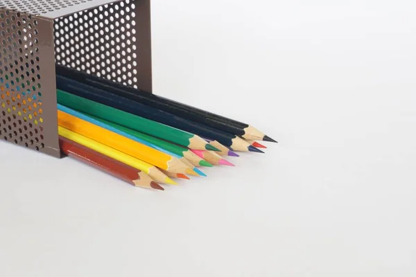 Colored Pencils White Background — Stock Photo, Image