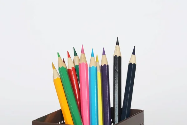 Colored Pencils White Background — Stock Photo, Image