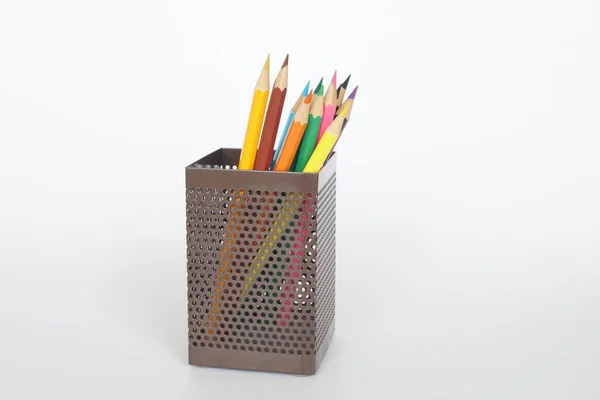 Colored Pencils White Background — Stock Photo, Image