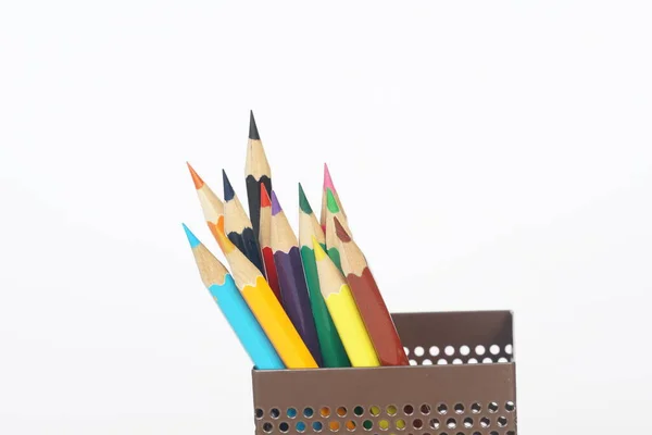 Colored Pencils White Background — Stock Photo, Image