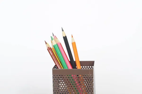 Colored Pencils White Background — Stock Photo, Image