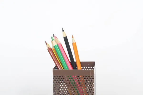 Pensil Berwarna Dengan Latar Belakang Putih Stok Gambar