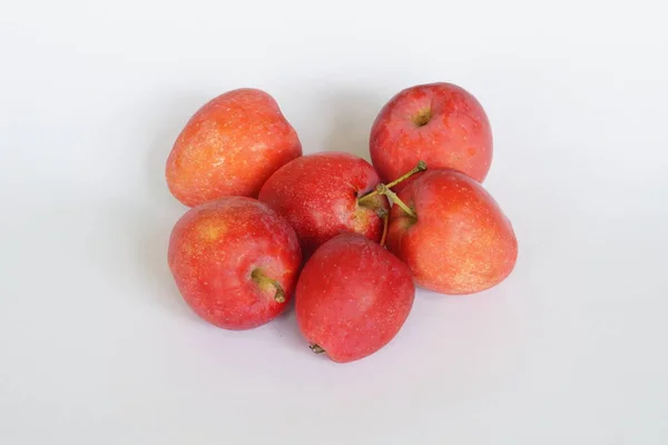 Κόκκινα Μήλα Καραμέλα Λευκό Φόντο — Φωτογραφία Αρχείου