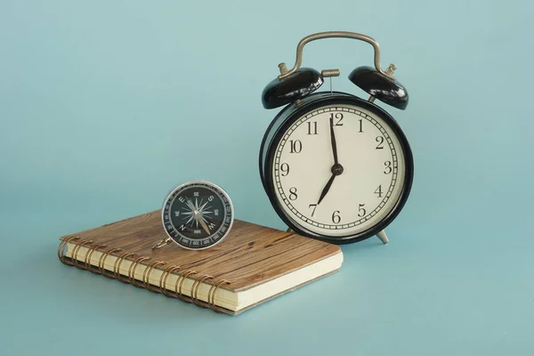 Alarm Clock Diary Table — Stock Photo, Image